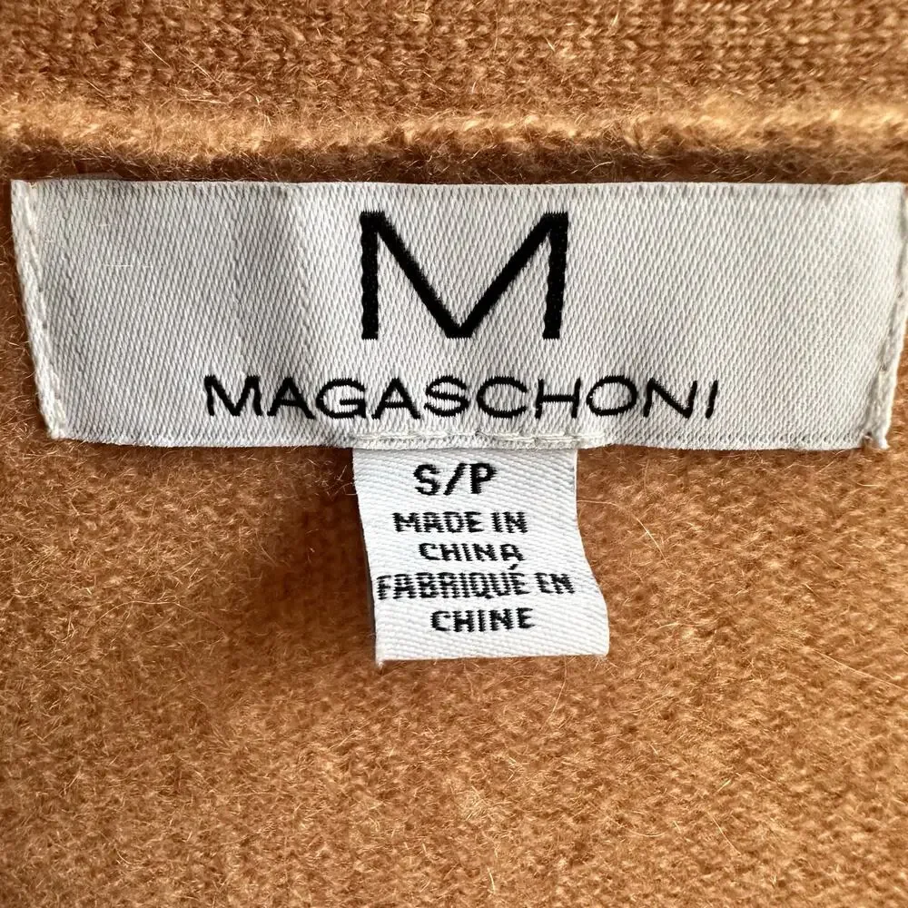 Magaschoni Open Front Cardigan Sweater Camel Tan Women’s Size Small